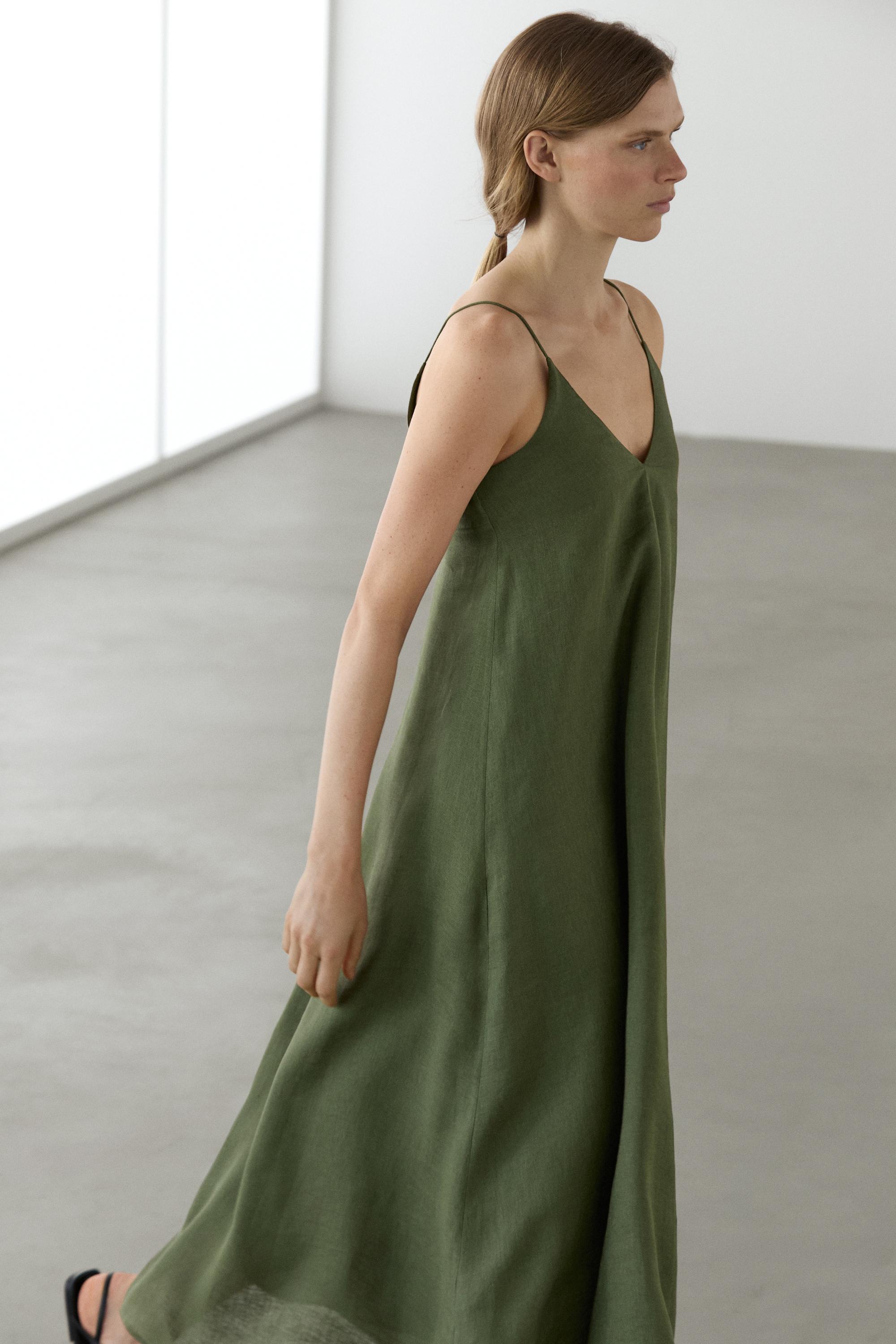 Flowing midi dress with thin straps